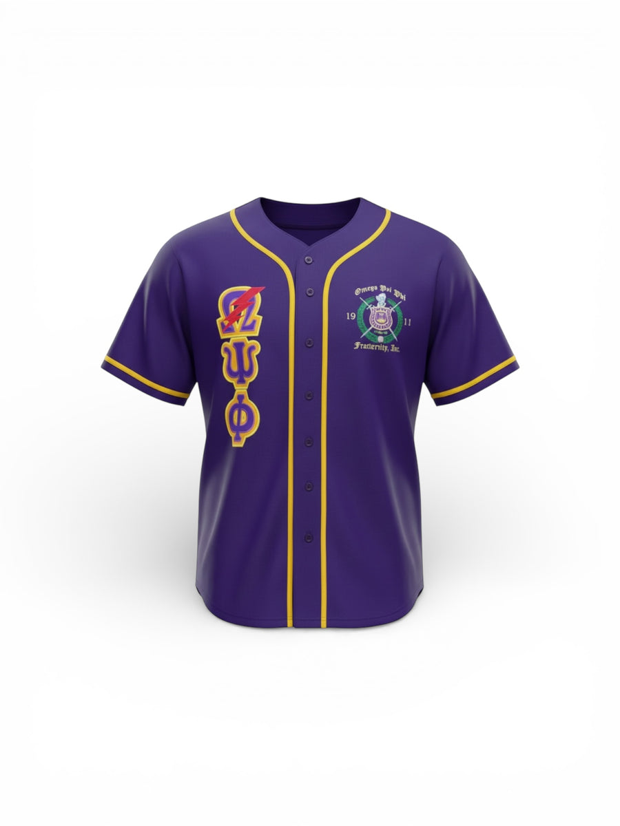 Customized Embroidered Omega Psi Phi Baseball Jersey – Peyley Designs