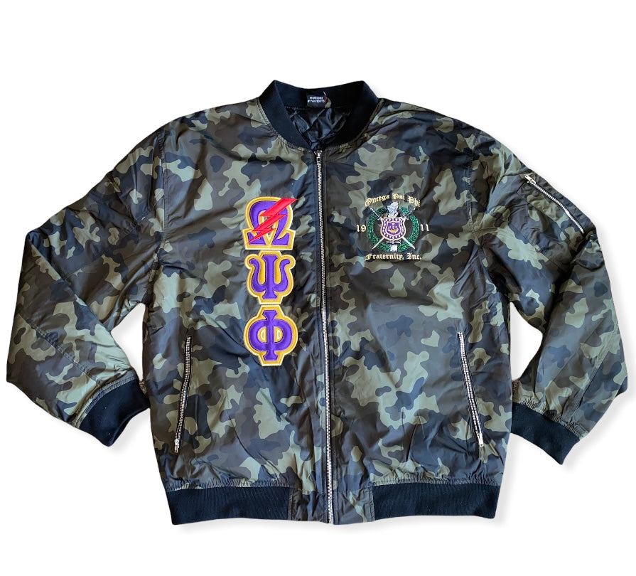 Customized Omega Psi Phi Embroidered Bomber Jacket – Peyley Designs