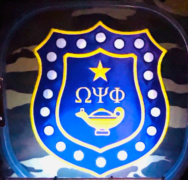 Omega  Psi Phi Camouflage Embroidered Hoodie