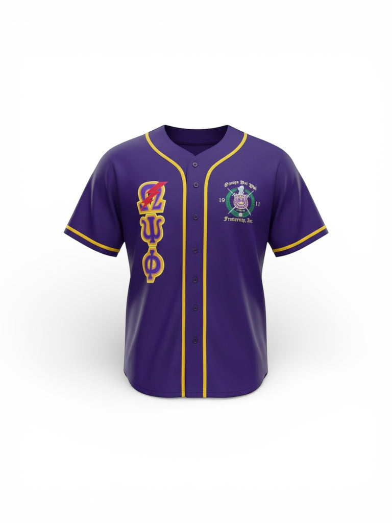 Customized Embroidered Omega Psi Phi Baseball Jersey – Peyley Designs