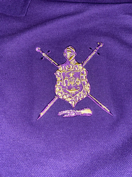 Embroidered Omega Psi Phi 3 Botton Polo