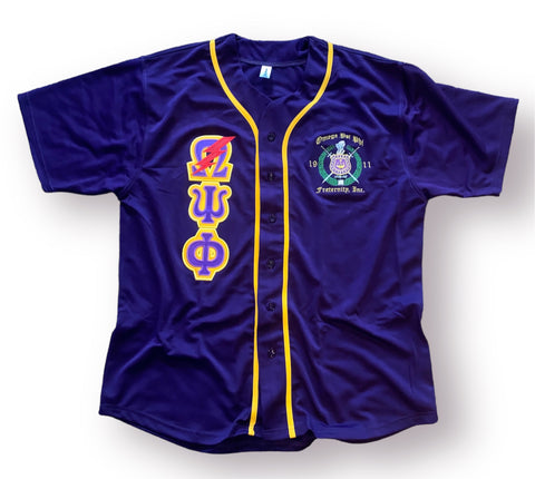 Customized Embroidered Omega Psi Phi Baseball Jersey