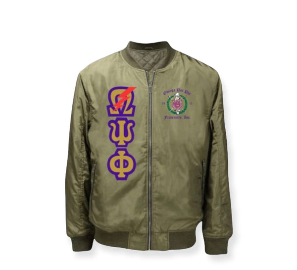 Customized Omega Psi Phi Embroidered Bomber Jacket